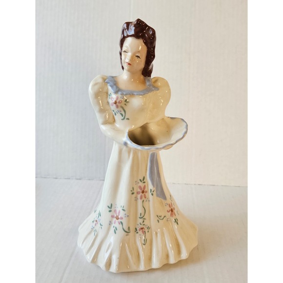 Vintage Lady Planter Vase Floral Dress Ceramic Figurine Decor 10.5" - Picture 1 of 5